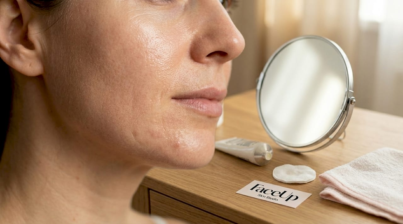 Close-up hydrated skin with natural lighting