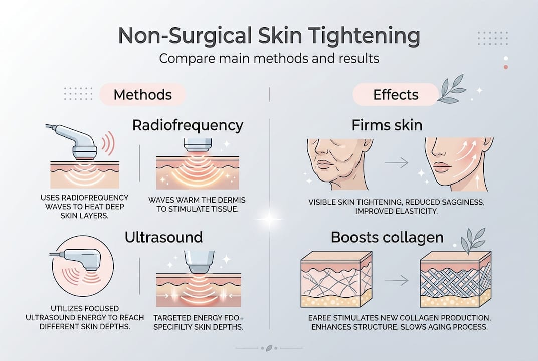 Infographic skin tightening methods and effects