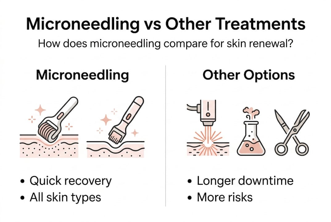 Microneedling versus other skin treatments infographic