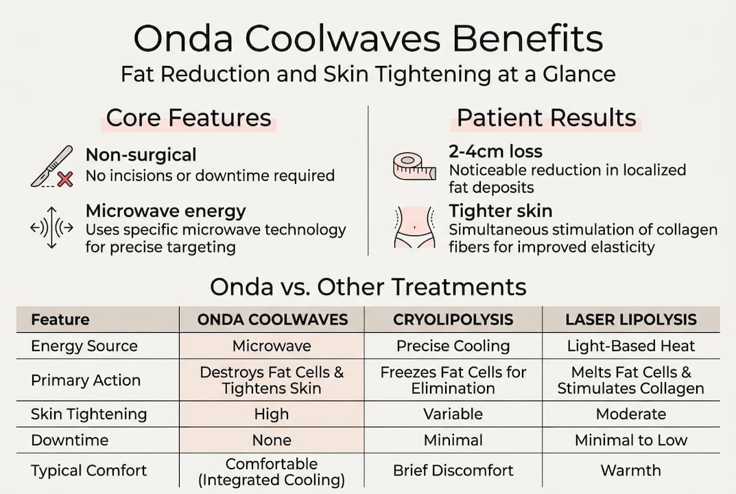 Infographic comparing Onda Coolwaves benefits