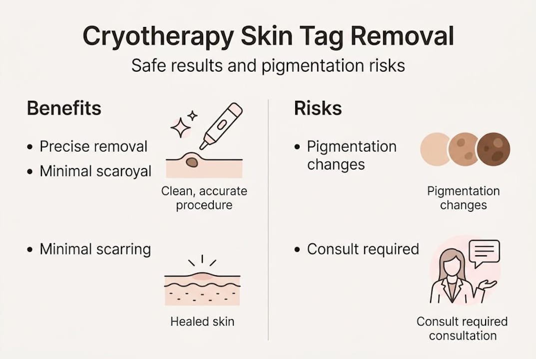 Infographic showing cryotherapy benefits and risks