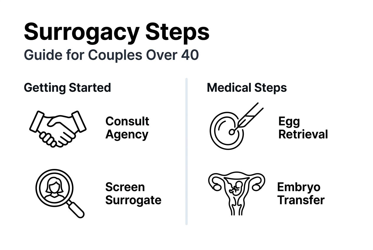 Infographic outlining surrogacy steps for older couples