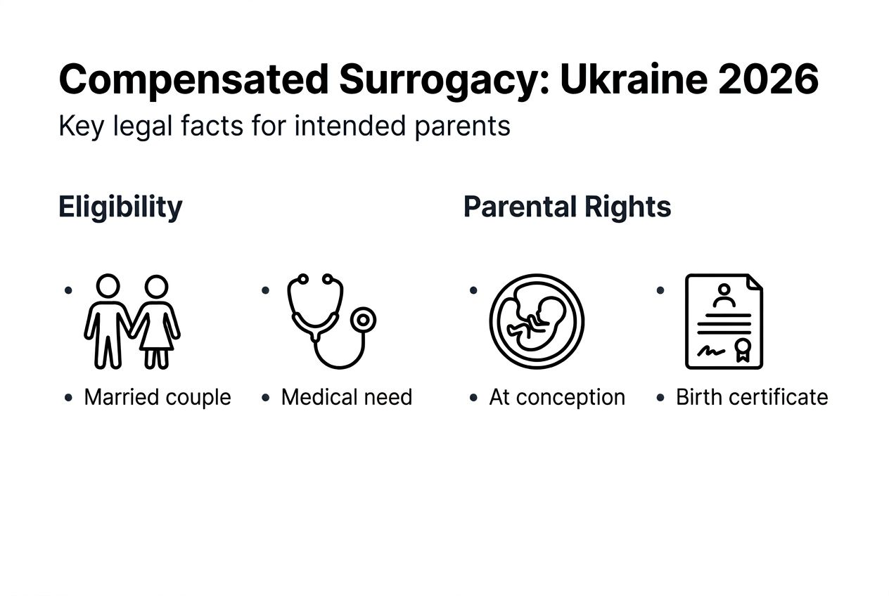 Infographic about legal facts for surrogacy in Ukraine