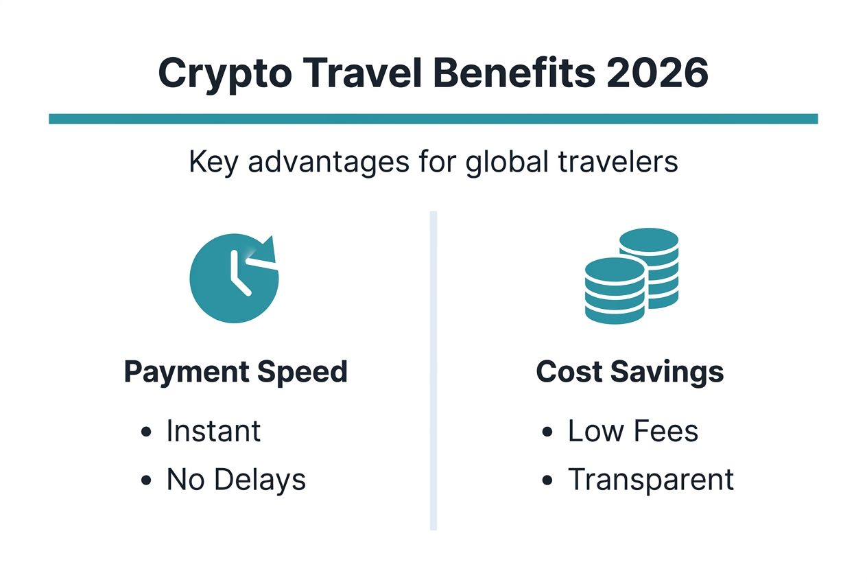 Infographic of crypto travel benefits and speed
