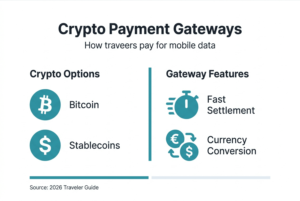 Infographic on crypto gateway features and options