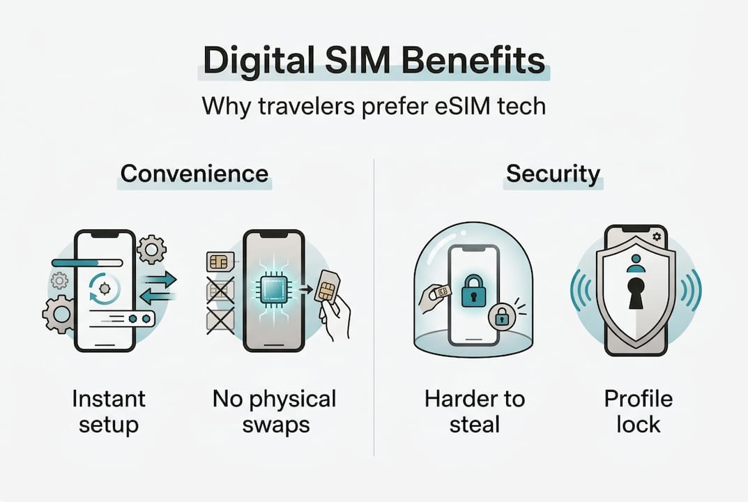 Infographic: digital SIM benefits for travelers