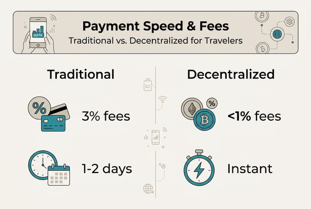 Infographic comparing payment speed and fees