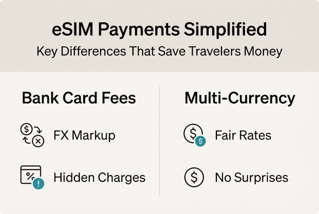 Infographic comparing eSIM payment methods
