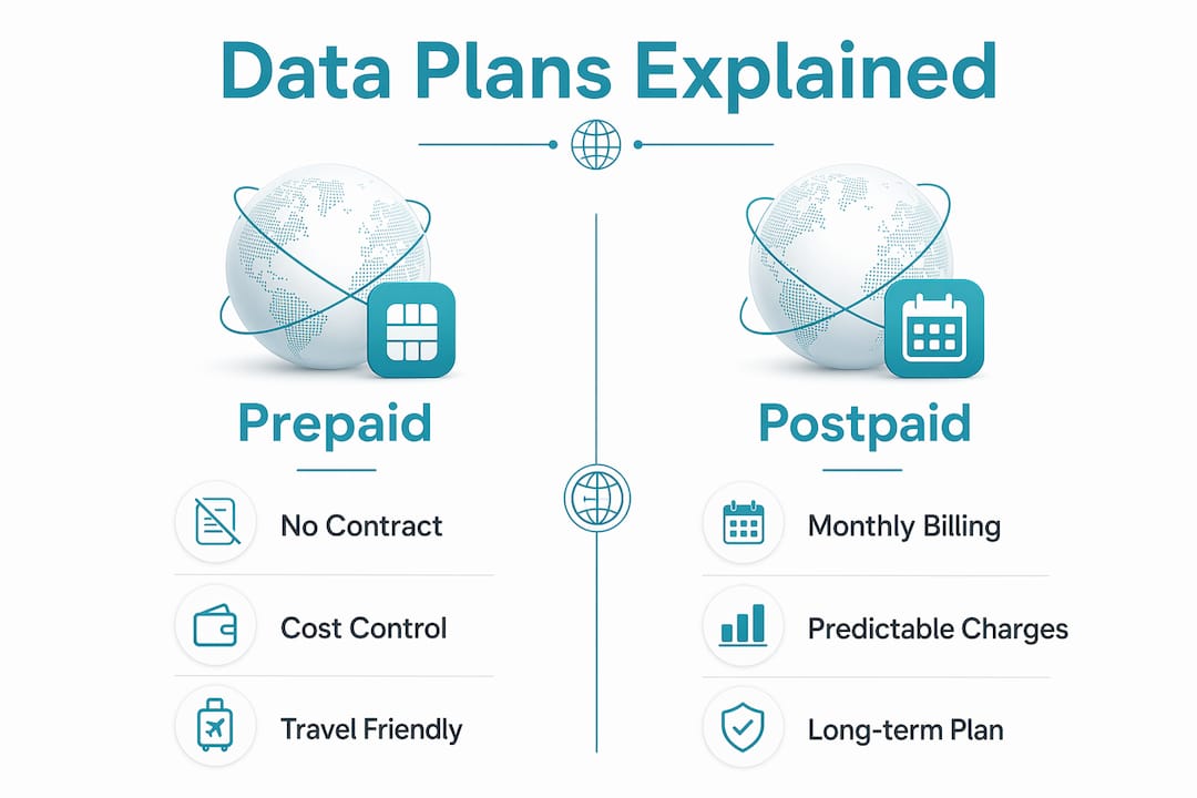 Infographic comparing prepaid and postpaid mobile data plans
