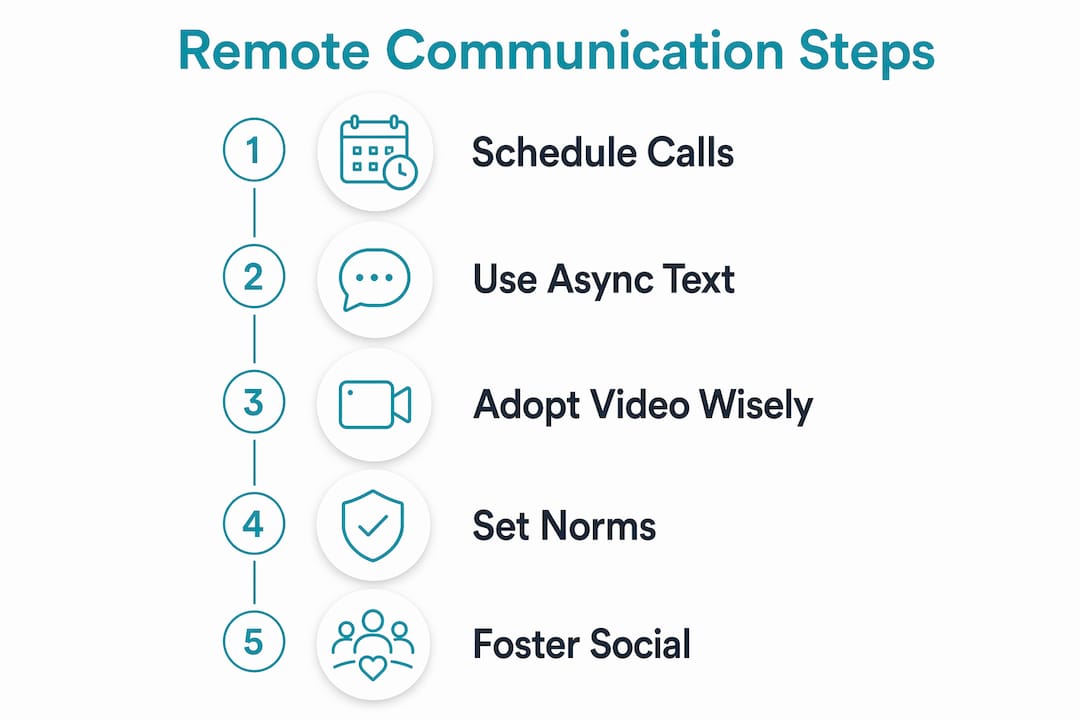 Infographic showing five practical remote communication steps