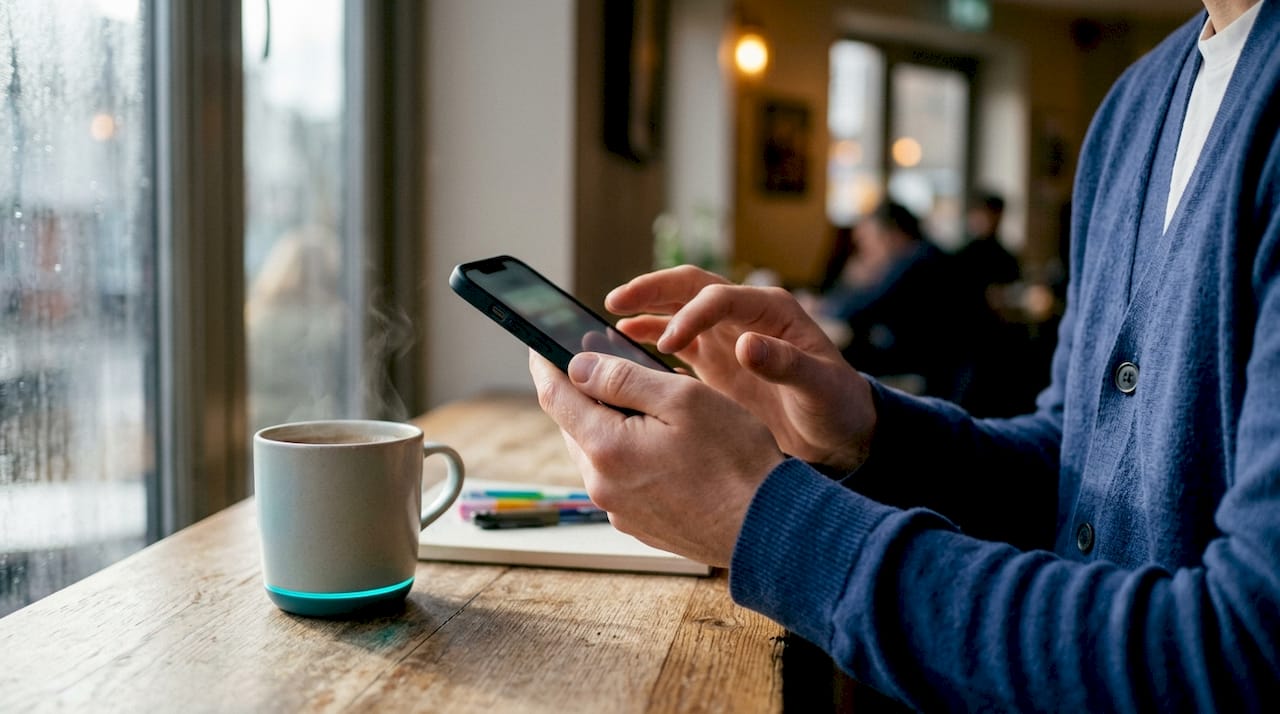 Close-up hands using phone for crypto payment transaction