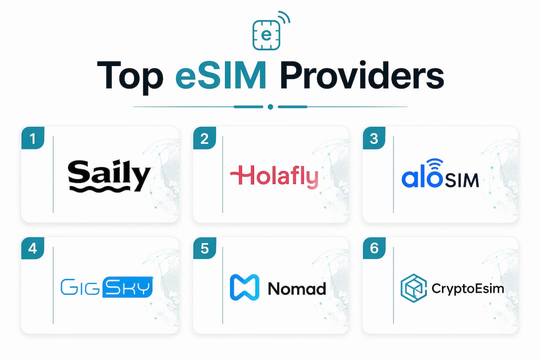 Infographic ranking best eSIM providers for travelers