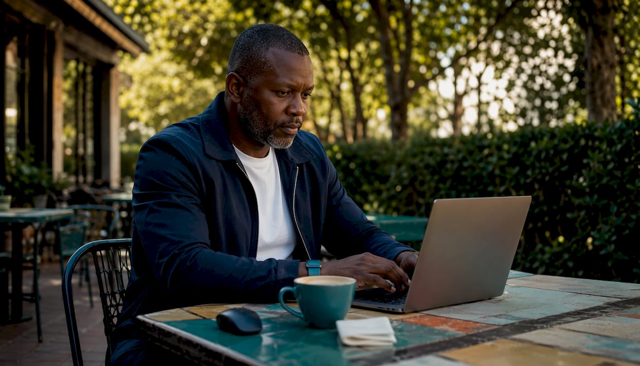 Hands typing crypto transaction data on laptop