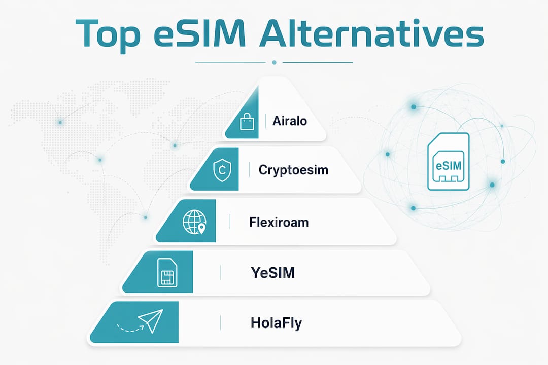 Infographic showing top eSIM alternatives hierarchy