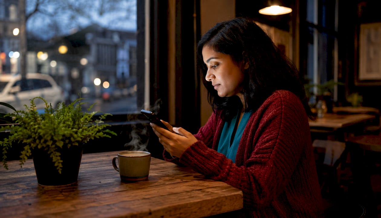 Hands using smartphone for eSIM crypto purchase risks