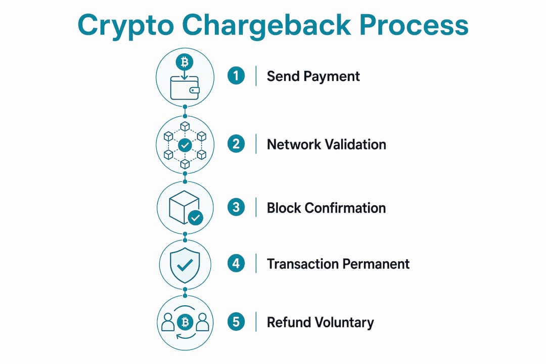 Infographic illustrating crypto chargeback process steps