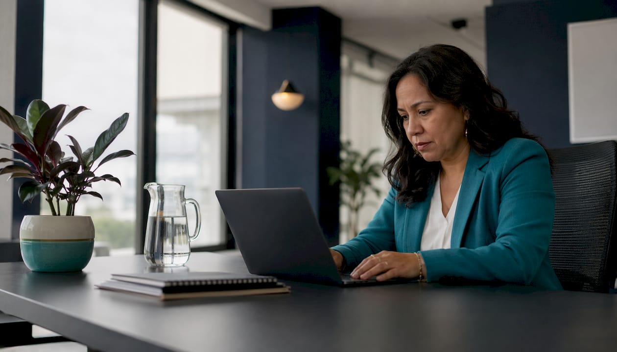 Woman buying crypto voucher on laptop