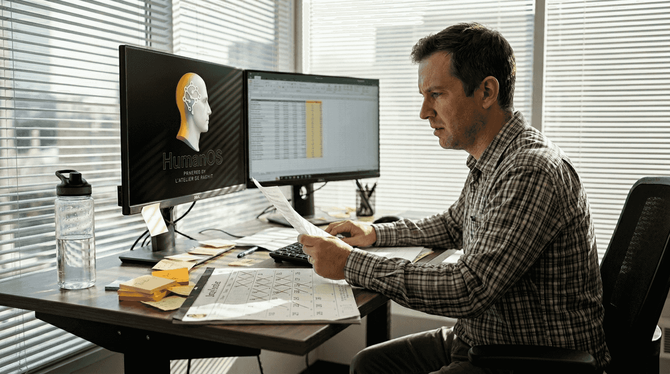 Employee reviews messy data before AI setup