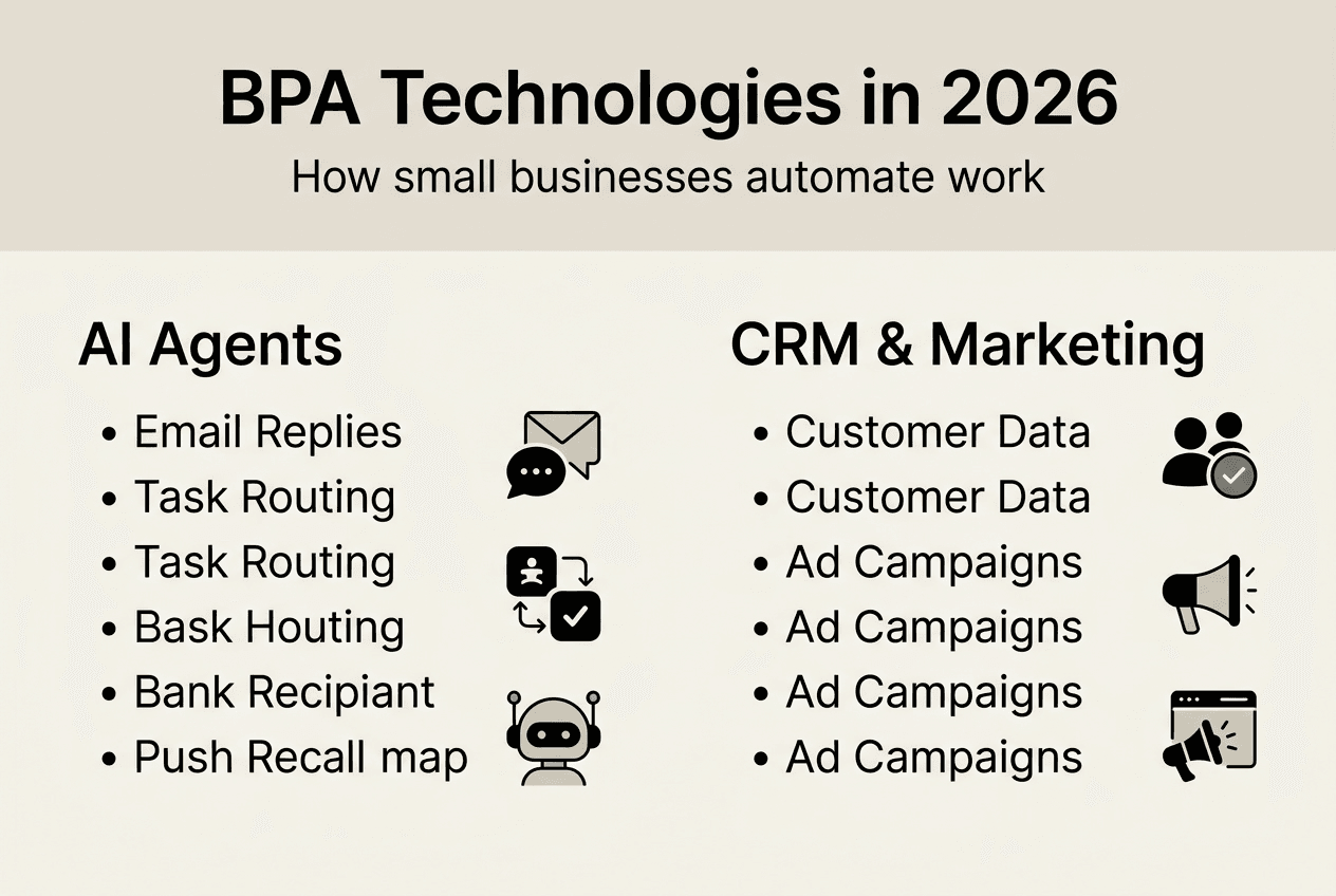 Infographic of core BPA technologies for SMBs