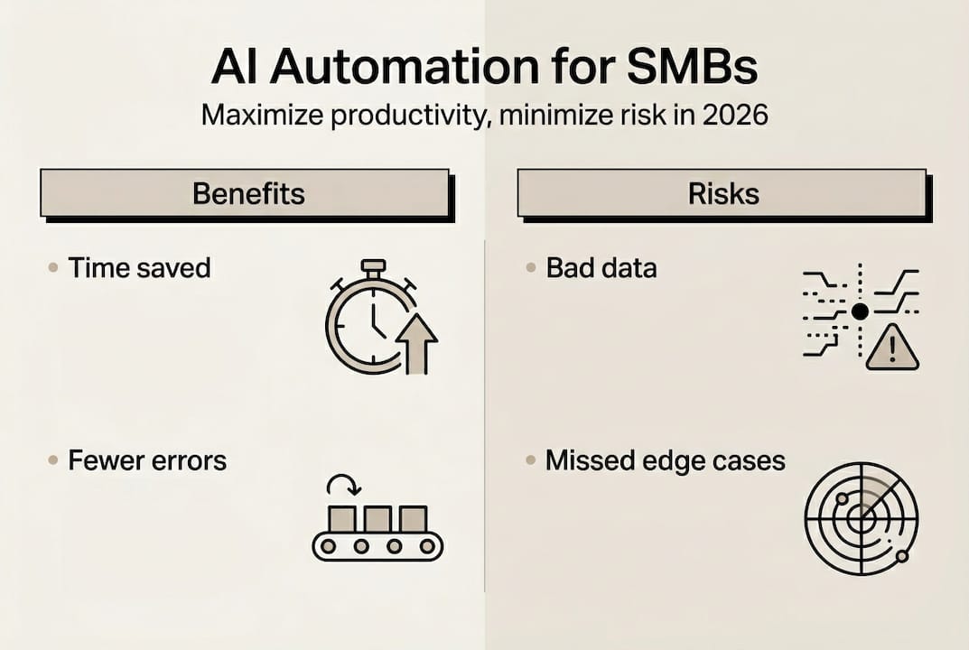 Infographic showing SMB AI benefits and risks