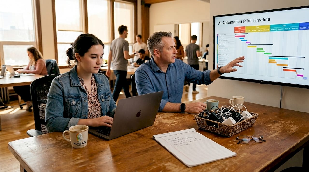 SMB team using AI productivity tools together