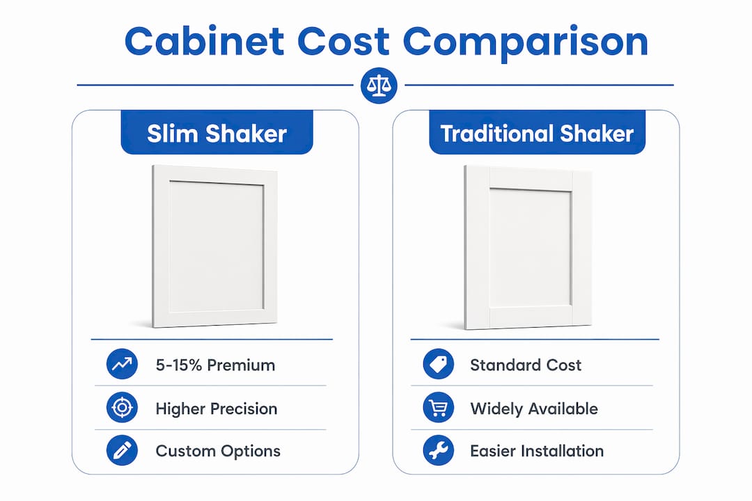 Infographic comparing slim and traditional shaker cabinet costs