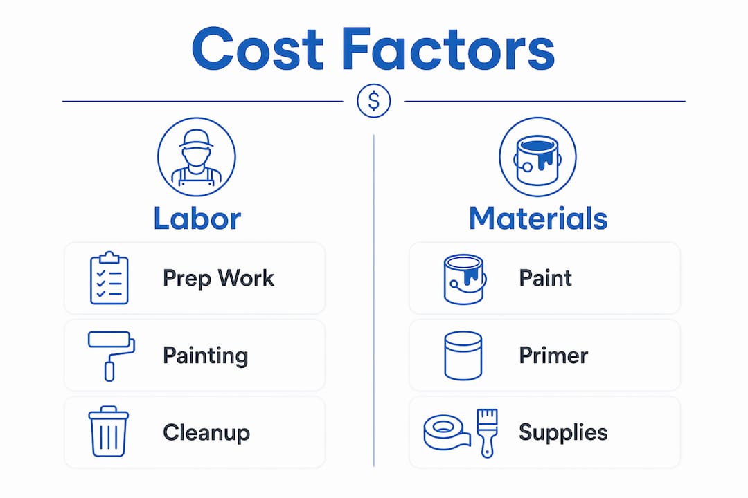 Infographic showing cost factors for cabinet painting
