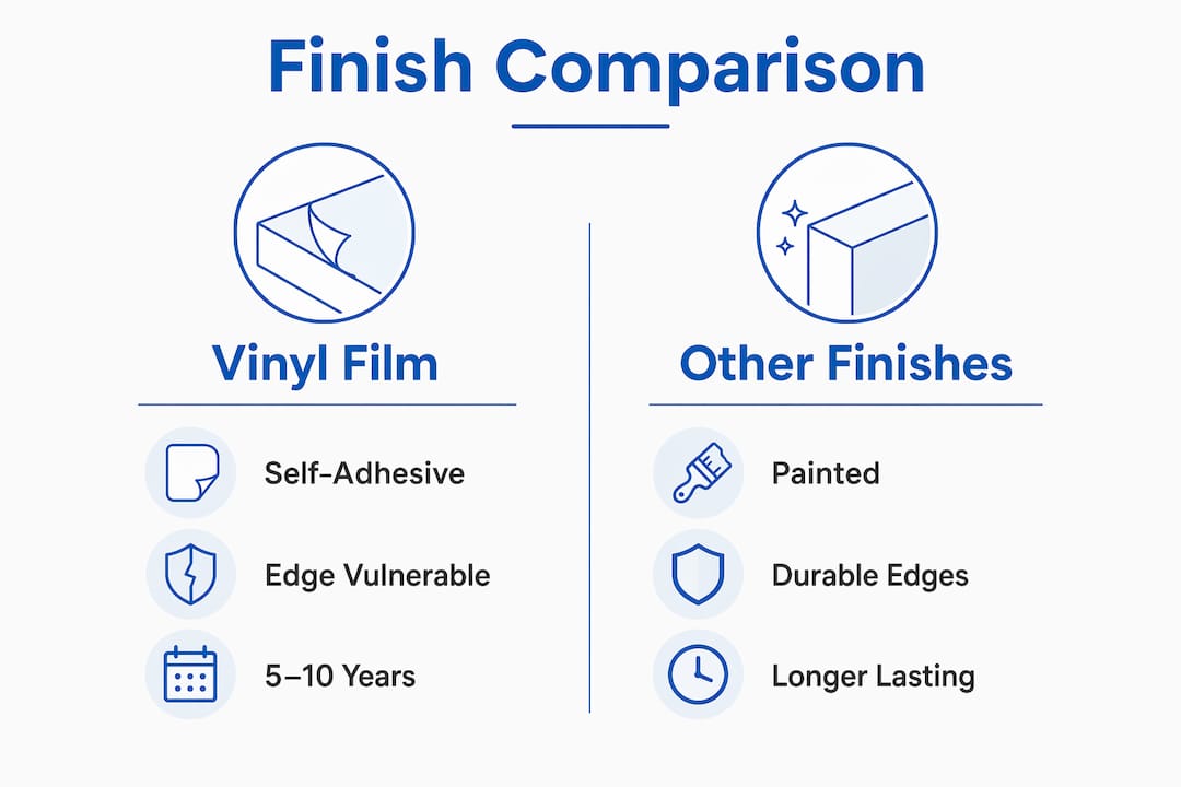 Infographic comparing vinyl wrap finish to other finishes