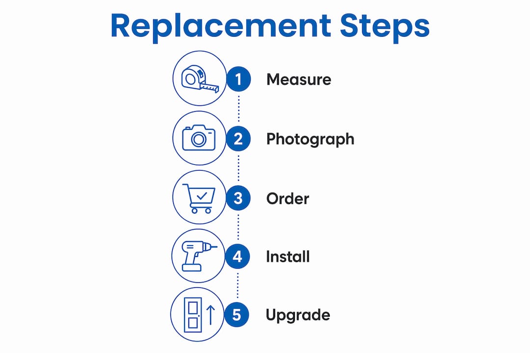 Infographic outlining steps to replace IKEA Nexus doors