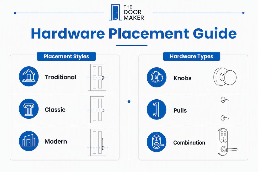 Infographic comparing hardware placement styles and types