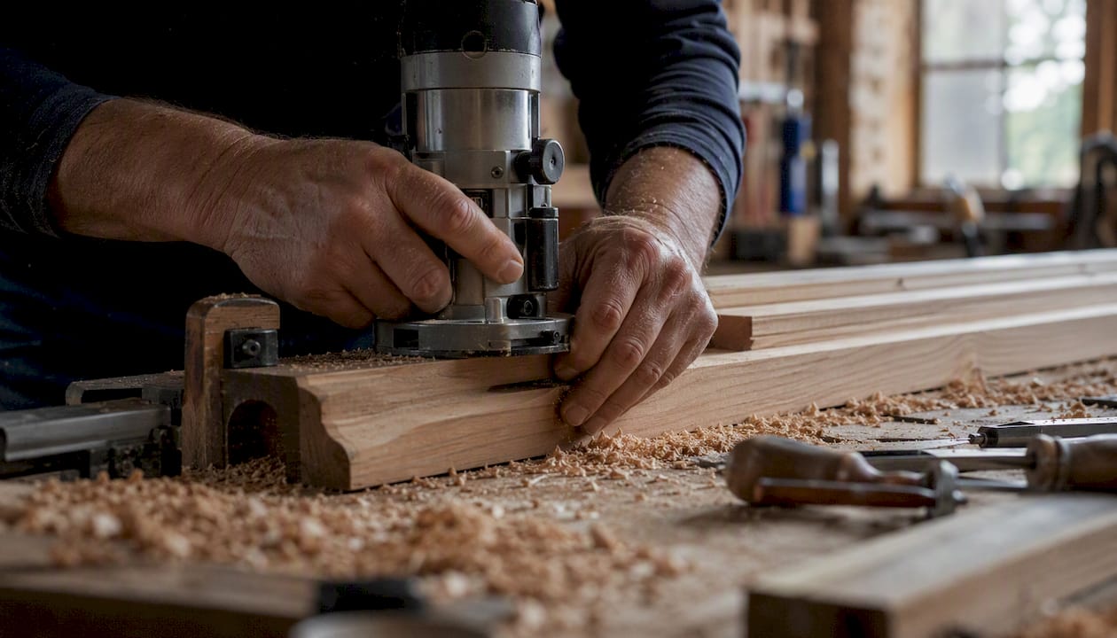Craftsman routing profile on wooden mullion