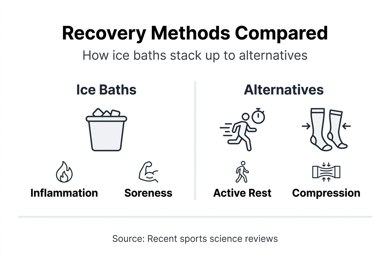 Infographic comparing ice baths and recovery methods