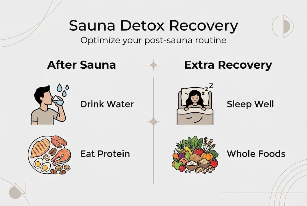 Infographic with sauna detox recovery actions