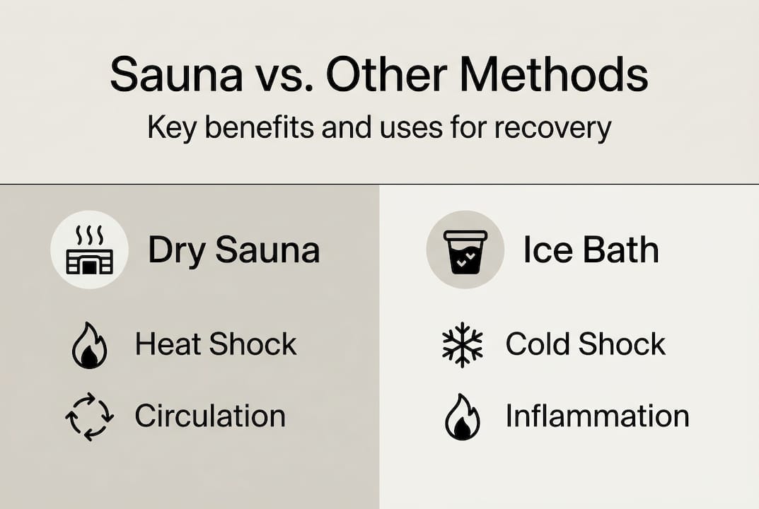Infographic comparing dry sauna with ice bath