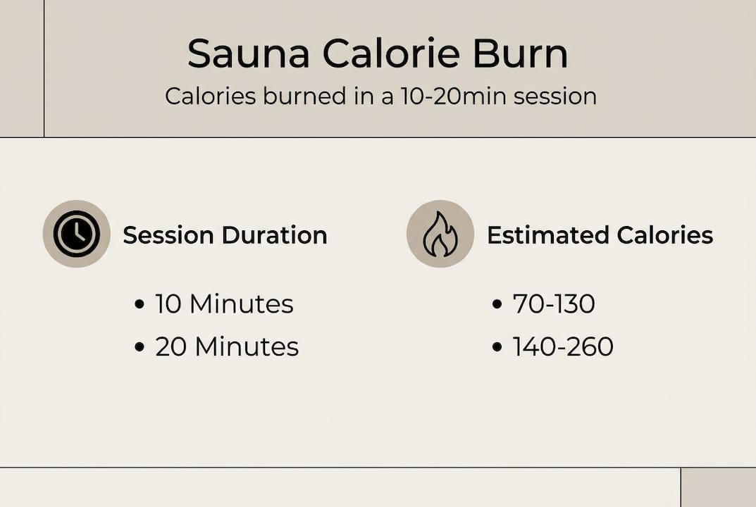 Infographic showing sauna calorie burn estimates