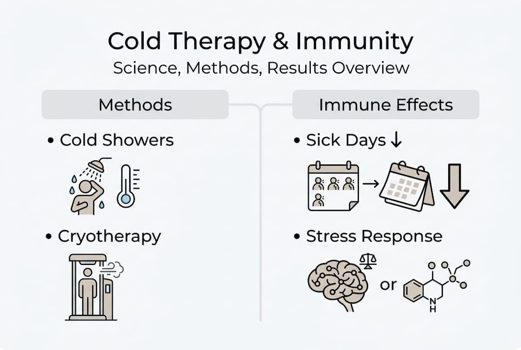 Infographic comparing cold therapy methods and immune effects