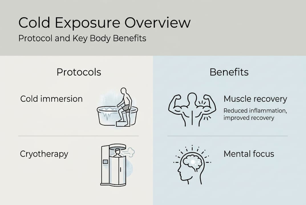 Cold exposure protocol and benefits infographic