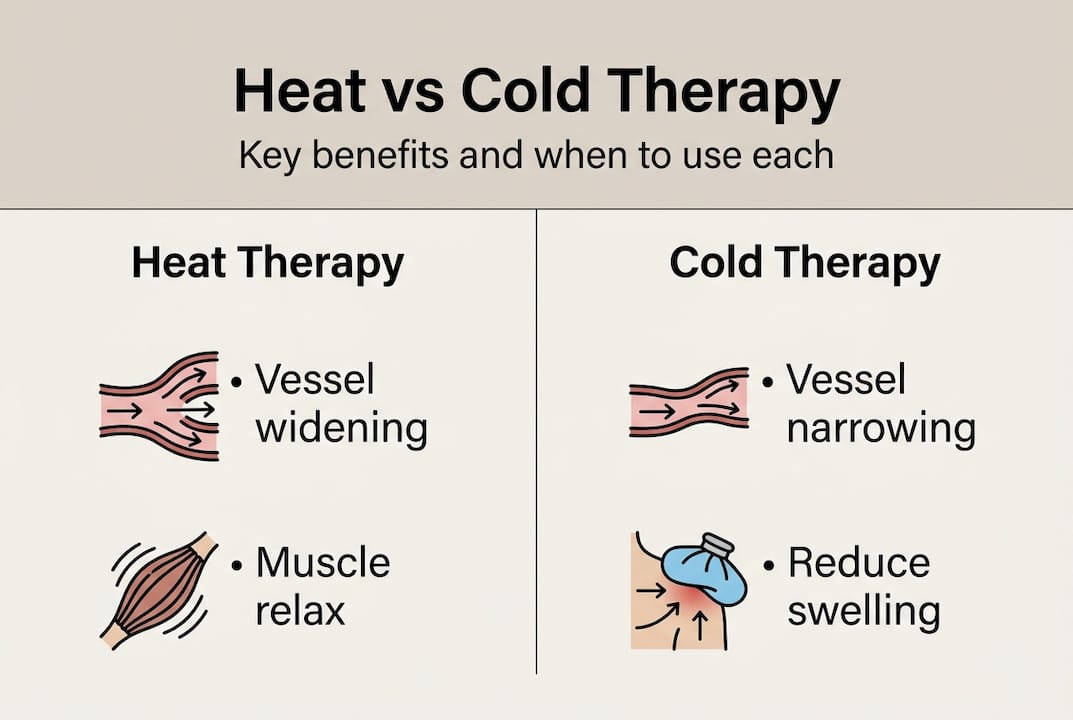 Infographic showing heat and cold therapy effects