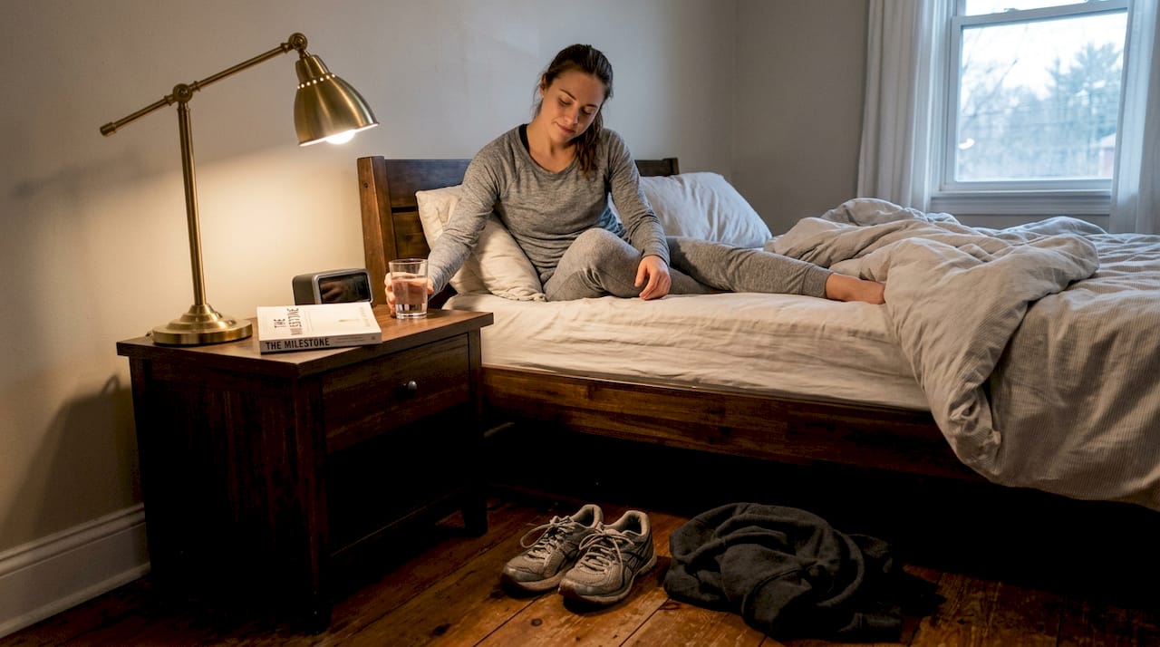 Nighttime muscle recovery athlete relaxing in bed