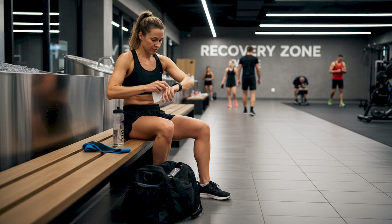 Athlete resting after cold plunge recovery session