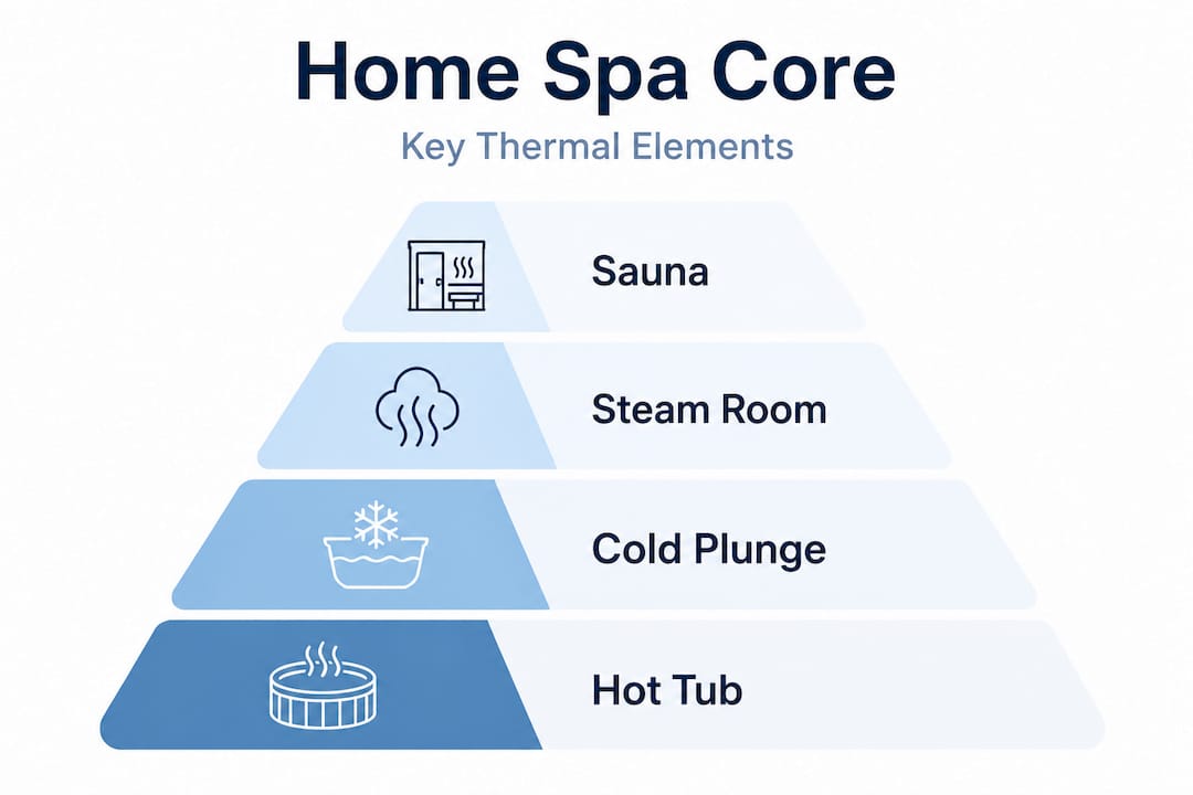 Hierarchy of home spa thermal elements