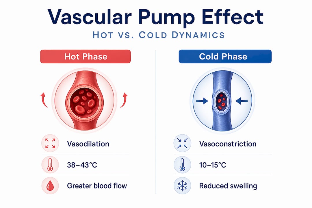Infographic showing contrast therapy pump phases