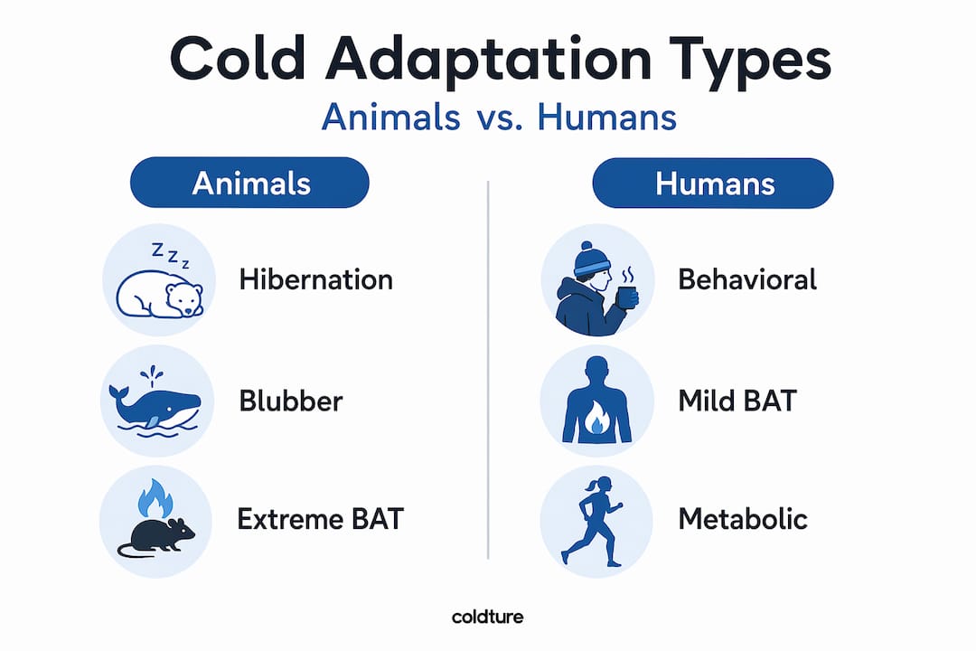 Cold adaptation infographic animals versus humans