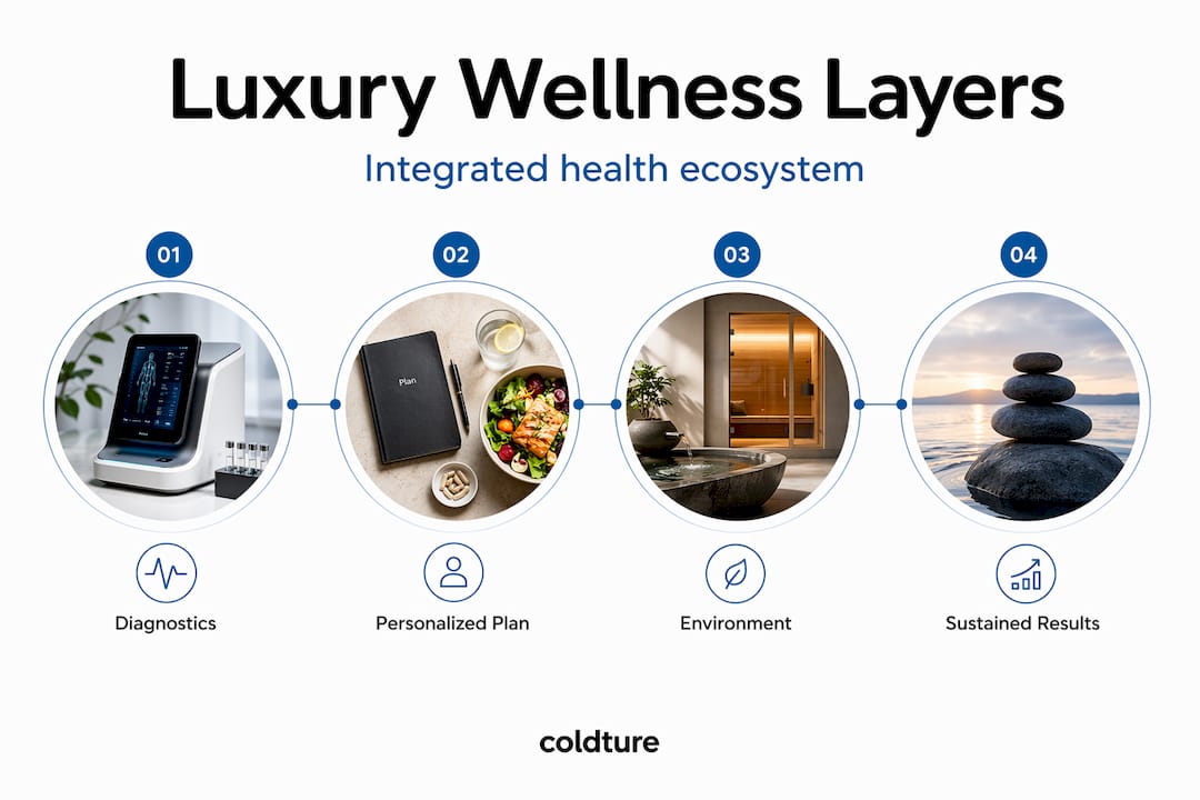 Luxury wellness ecosystem hierarchy diagram