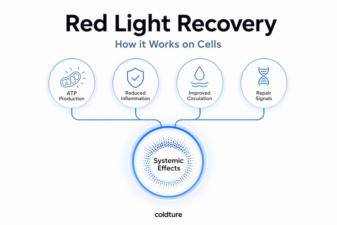 Infographic of red light systemic recovery effects
