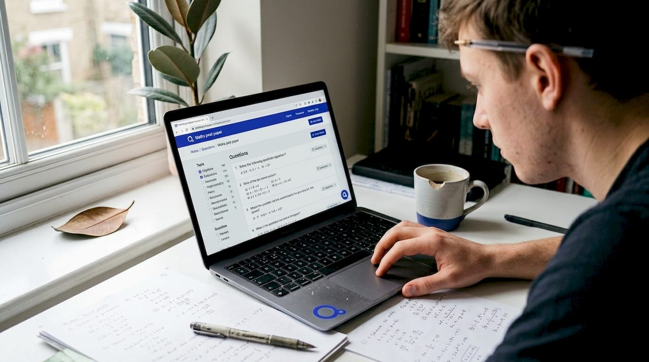 User filtering maths questions on home laptop