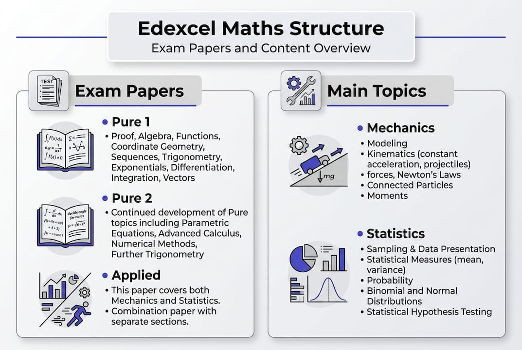 Infographic showing Edexcel maths exam layout