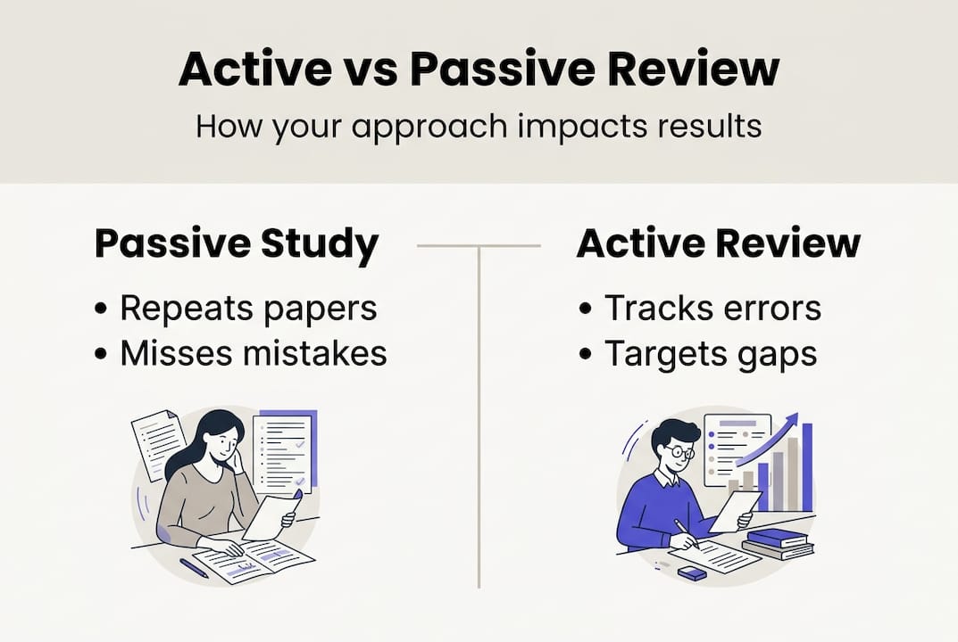 Infographic on passive and active review in revision