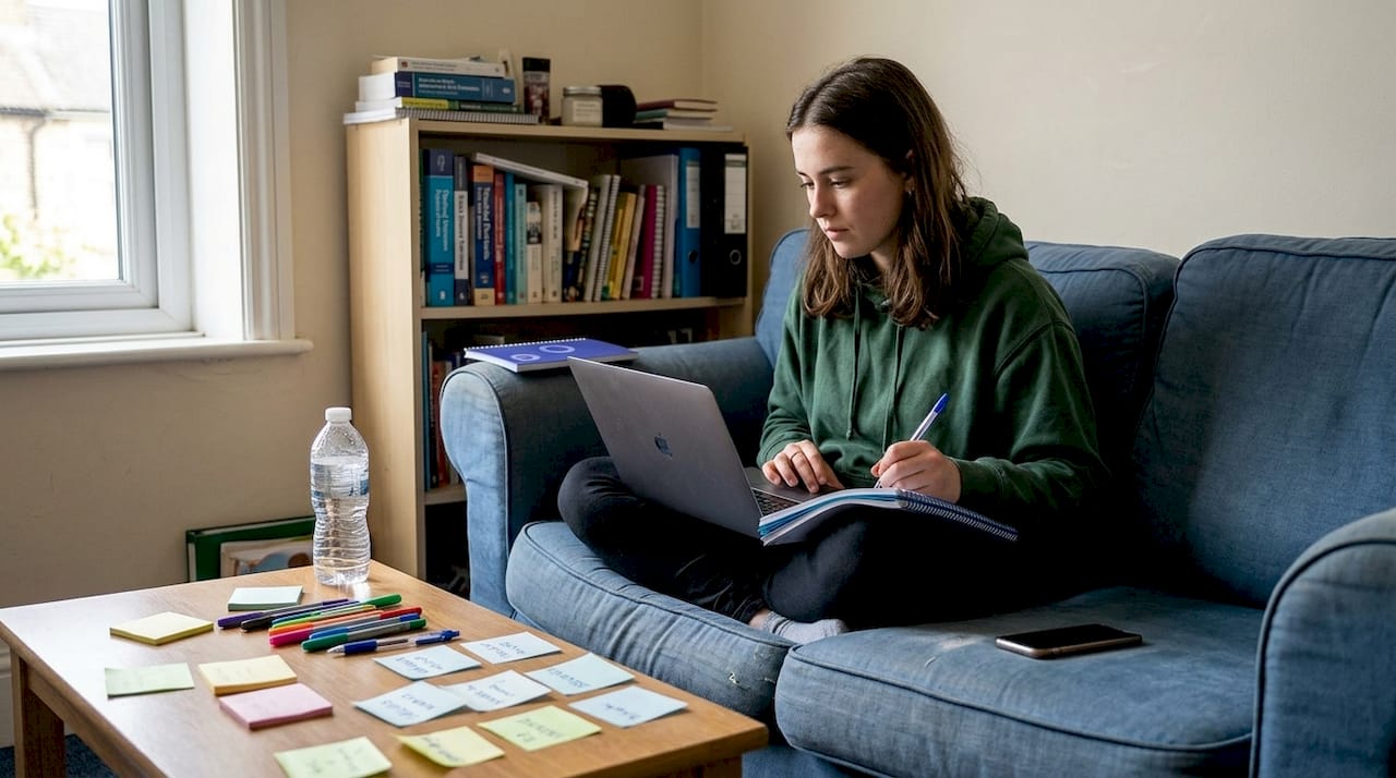 Student practicing interleaved maths revision