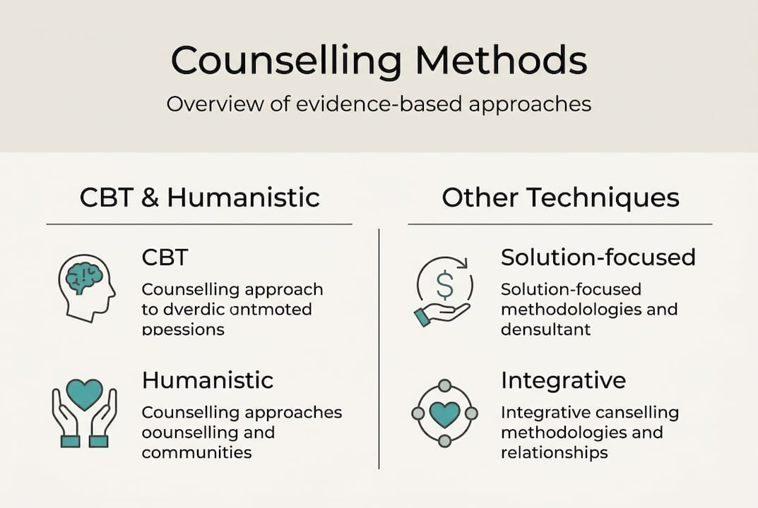 Infographic showing counselling method categories